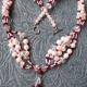 Creative Art Expressions Handmade Red & White Pearl & Crystal Necklace Jewelry