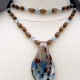 Creative Art Expressions Handmade Blue & Mahogany Necklace Bracelet & Earring Je
