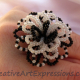 Creative Art Expressions Handmade Black & White Seed Bead Flower Ring Jewelry De
