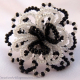 Creative Art Expressions Handmade Black & White Seed Bead Flower Ring Jewelry De