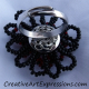 Creative Art Expressions Handmade Black & Red Seed Bead Flower Ring Jewelry Desi