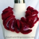 Creative Art Expressions Hand Knit Furry Red Ruffle Scarf