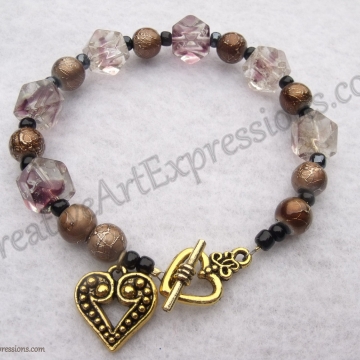 Creative Art Expressions Handmade Mahogany Blue & Gold Bracelet Jewelry Creative Art Expressions Handmade Mahogany Blue & Gold Bracelet Jewelry