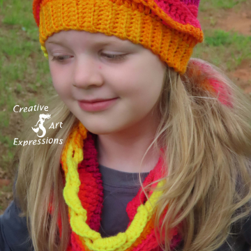 Sea Breeze Ear Warmer & Infinity Scarf in Sunset Sea Youth 6-10 yrs