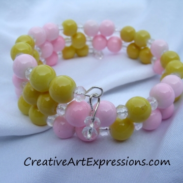 Creative Art Expressions Handmade Pink & Yellow Bracelet Creative Art Expressions Handmade Pink & Yellow Bracelet