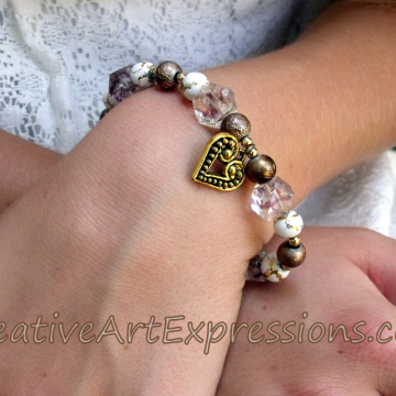 Creative Art Expressions Handmade Gold White Bronze Bracelet Jewelry