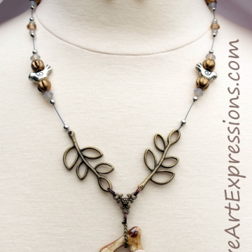 Creative Art Expressions Handmade Spring Bird Necklace & Earring Set