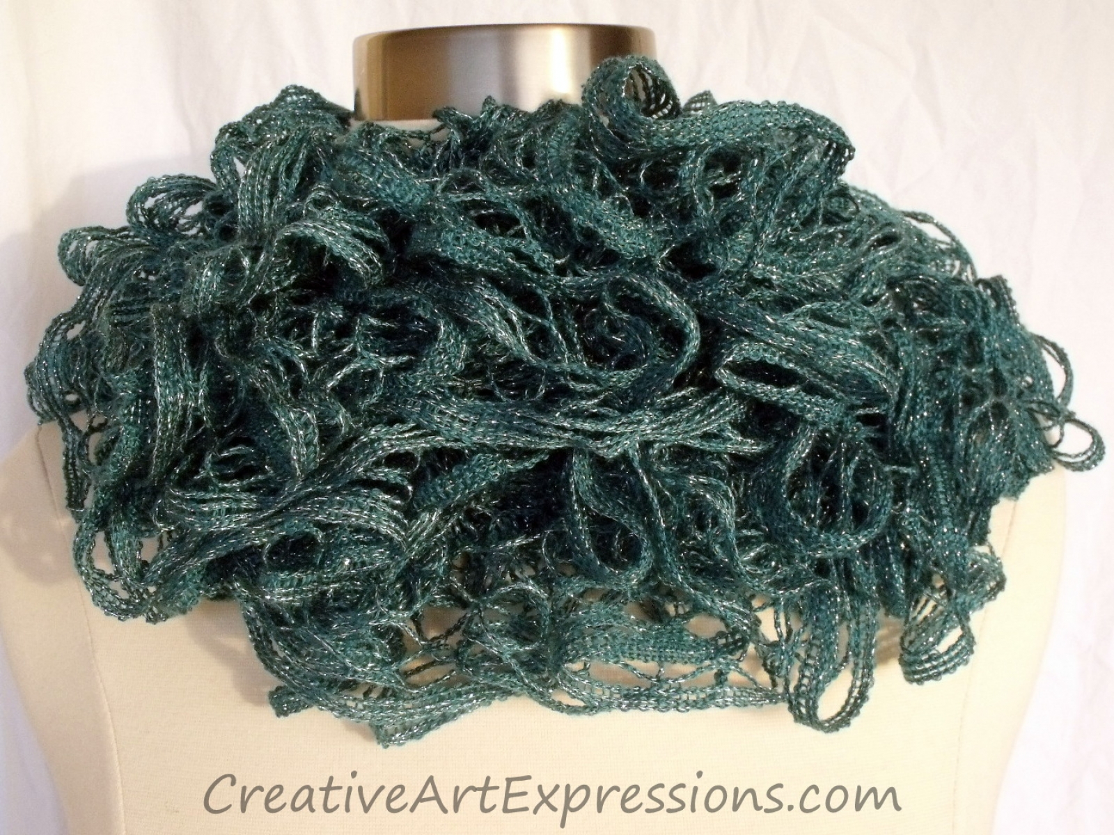 Creative Art Expressions Hand Knitted Persian Blue Ruffle Scarf ...