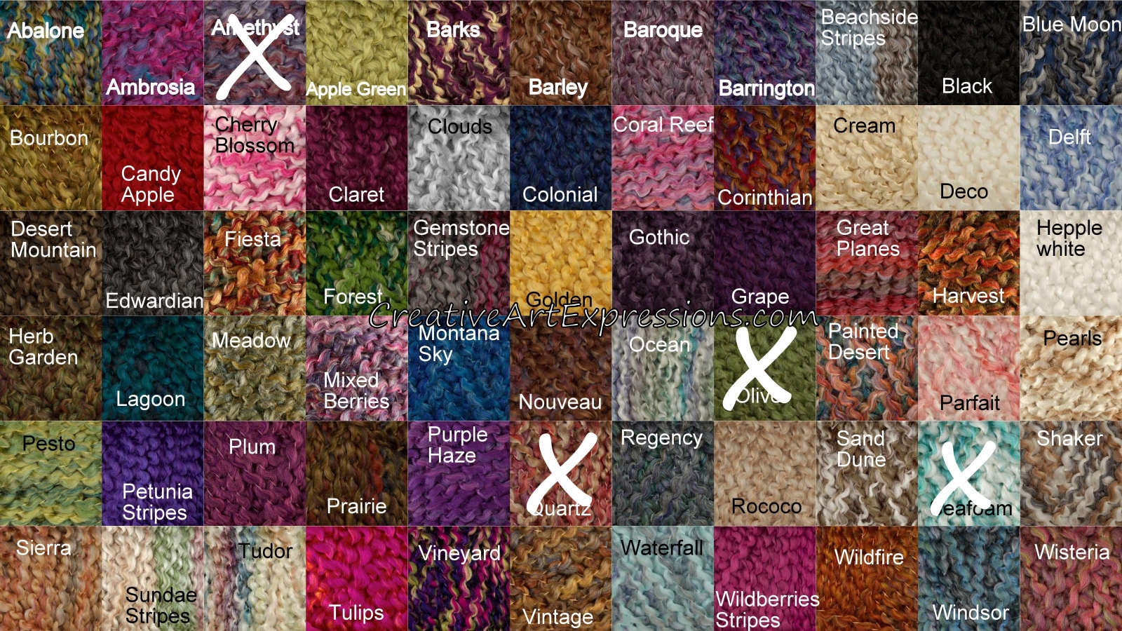 Lion Brand Homespun Yarn Color Chart