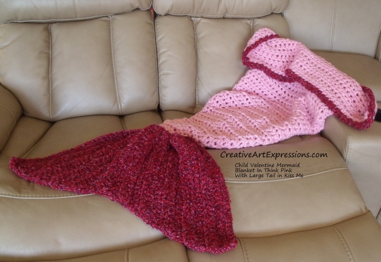 Mermaid Blanket Child Large Fin in Kiss Me & Think Pink