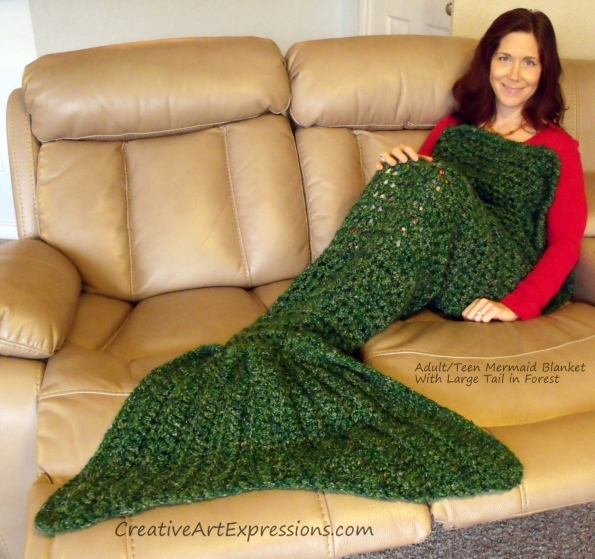 Mermaid Blanket Adult/Teen Large Fin in Forest