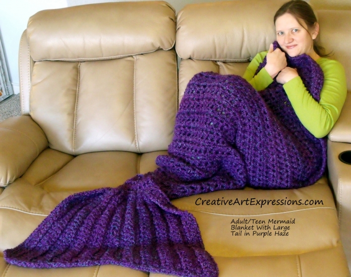 Mermaid Blanket Adult/Teen Large Fin in Purple Haze