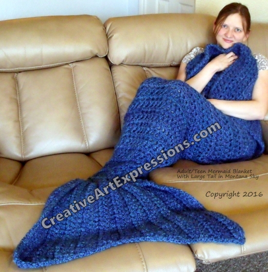 Mermaid Blanket Adult/Teen Large Fin in Montana Sky