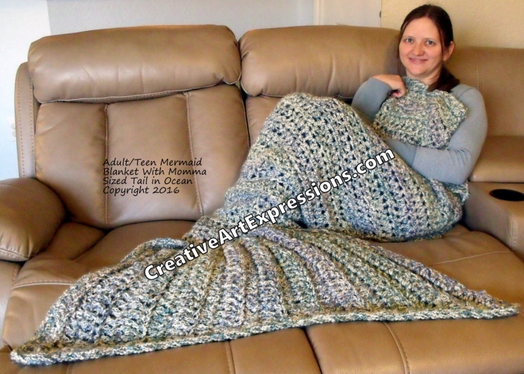 Mermaid Blanket Adult/Teen Momma Fin in Ocean