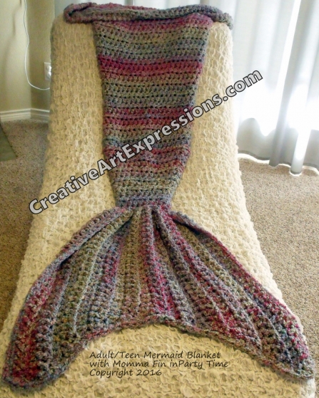 Mermaid Blanket Adult Teen Mama Fin in Party Time