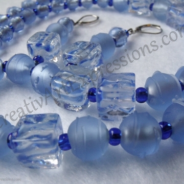 Clearance-Was $25.00 Now $18.00 Creative Art Expressions Handmade Blue Necklace & Earring Jewelry Set Clearance-Was $25.00 Now $18.00 Creative Art Expressions Handmade Blue Necklace & Earring Jewelry Set
