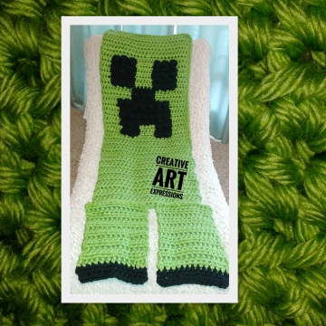 MOB Gamer Blanket, Child Blanket Thick, Crocheted MOB Blanket, Lime Green, Gamer Blanket, Ready To Ship