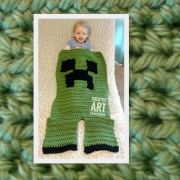 MOB Gamer Blanket, 18-24 Month Blanket Thick, Crocheted MOB Blanket, Green, Gamer Blanket, Ready To Ship