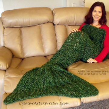 Mermaid Blanket Adult/Teen Large Fin in Forest