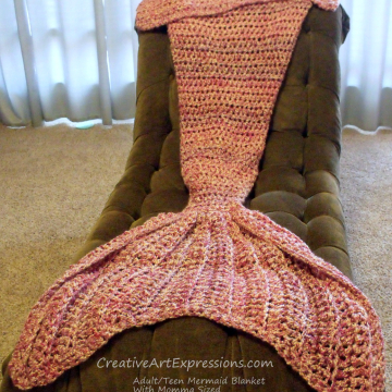 Mermaid Blanket Adult/Teen Momma Fin in Cherry Blossom