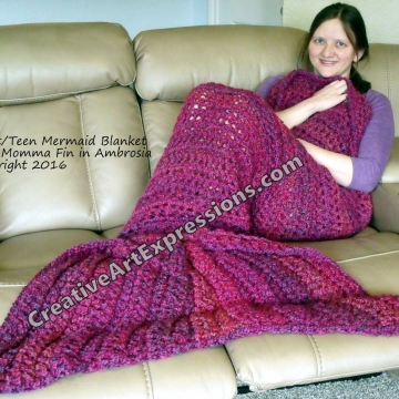 Mermaid Blanket Adult/Teen with Momma Fin in Ambrosia