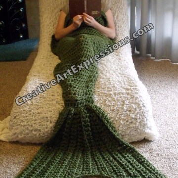 Mermaid Blanket Adult/Teen with Momma Fin in Olive