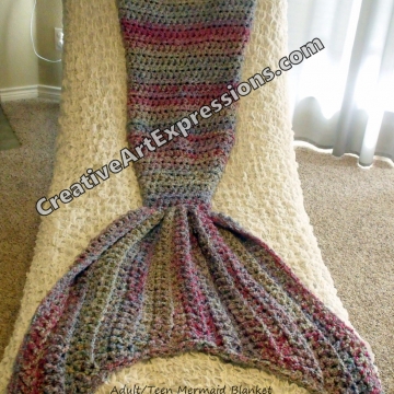 Mermaid Blanket Adult Teen Mama Fin in Party Time