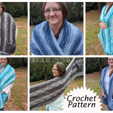 Sea Breeze Pocket Shawl Crochet Pattern Collection, PDF Downloadable Pattern, Video Tutorials, Crochet Pattern, Mermaid Crochet, Ocean Crochet, Shawl, Women Scarf,