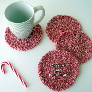 Red & White Peppermint Christmas Crocheted Coasters, Round, Large, Made to order, Set of 4, Cotton Coasters, Home Decor, Kitchen Decor, 4 Coasters, Fine China Coasters, Fancy Coasters, Handmade Red & White Peppermint Christmas Crocheted Coasters, Round, Large, Made to order, Set of 4, Cotton Coasters, Home Decor, Kitchen Decor, 4 Coasters, Fine China Coasters, Fancy Coasters, Handmade