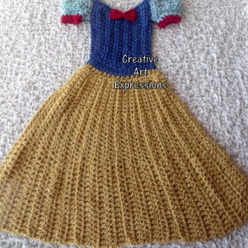 Ready to Ship, Fair Princess Dress Blanket Thick & Soft, Crocheted, Golden Yellow, Blue, Red, Toddler, Wearable Blanket, Girl Gifts, Unique Gifts,