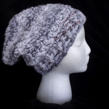 Ready to ship Black & White Chunky Slouchy Beanie Thick Hat Crocheted Women