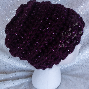 Ready To Ship Chunky Beehive Ribbed Slouchy Thick Hat Deep Purple Adult Teen Crocheted Winter Hat Women Gifts Ready To Ship Chunky Beehive Ribbed Slouchy Thick Hat Deep Purple Adult Teen Crocheted Winter Hat Women Gifts