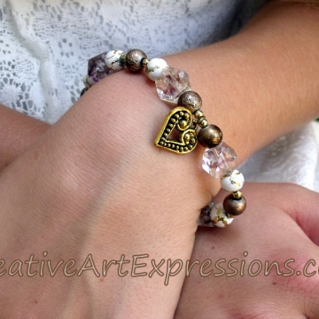 Clearance-Was $8.00 Now $5.00 Creative Art Expressions Handmade Gold White Bronze Bracelet Jewelry