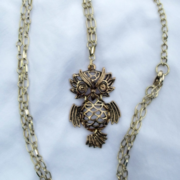 Clearance Was $15.00 Now $10.00 Creative Art Expressions Handmade Gold Owl Necklace