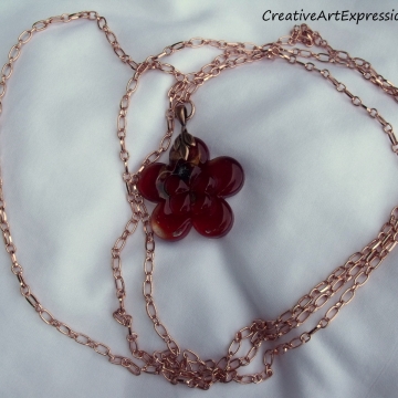 Clearance Was $15.00 Now $10.00 Creative Art Expressions Handmade Red & Copper Flower Necklace Clearance Was $15.00 Now $10.00 Creative Art Expressions Handmade Red & Copper Flower Necklace