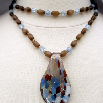 Clearance-Was $30.00 Now $22.00 Creative Art Expressions Handmade Blue & Mahogany Necklace Bracelet & Earring Jewelry Set Clearance-Was $30.00 Now $22.00 Creative Art Expressions Handmade Blue & Mahogany Necklace Bracelet & Earring Jewelry Set