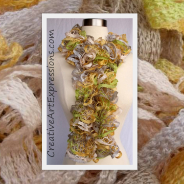 Creative Art Expressions Hand Knitted April Showers Ruffle Scarf