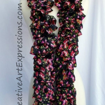 Scarf Knitted Moulin Rouge Fabric Lined Ruffle