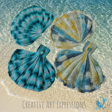 Seashell Towels Crochet Pattern, PDF Downloadable Pattern, Video Tutorials, Hand Towel, Kitchen Towel,Hanging Towel, Mermaid Crochet, Ocean Crochet