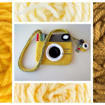 Camera Purse, Yellow, Made to Order, Shades of Yellow, Camera Bag, Stylish, Crochet, Fabric Lined Camera Purse, Yellow, Made to Order, Shades of Yellow, Camera Bag, Stylish, Crochet, Fabric Lined