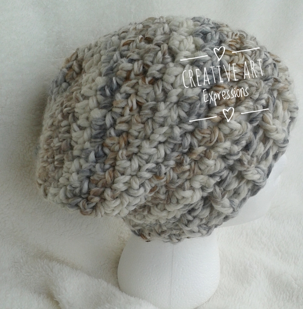 Chunky Slouchy Adult Teen Beanie in Fossil