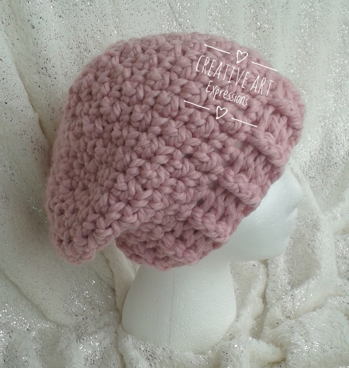Chunky Slouchy Hat Adult Teen in Blossom
