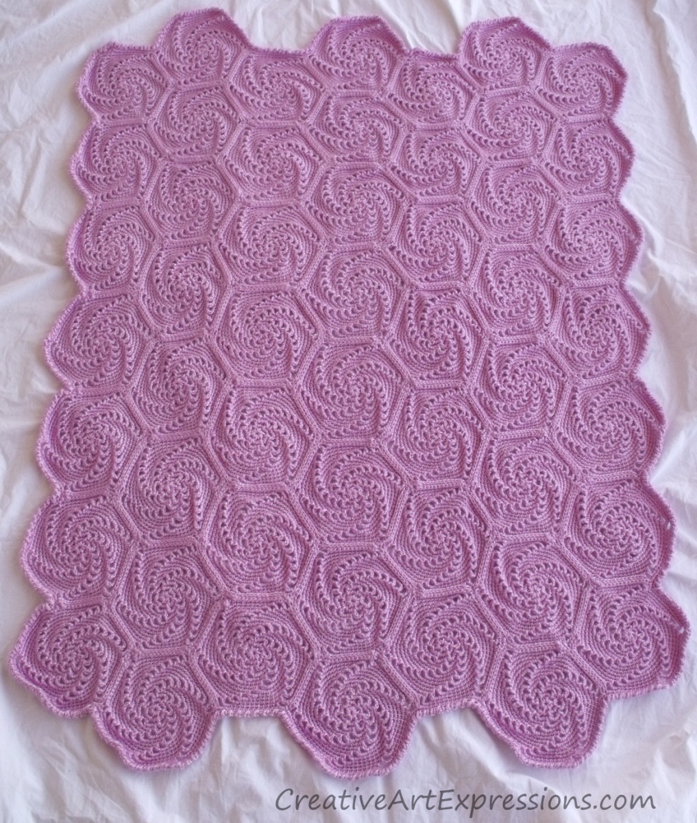 Hand Crocheted Lilac Pinwheel Blanket