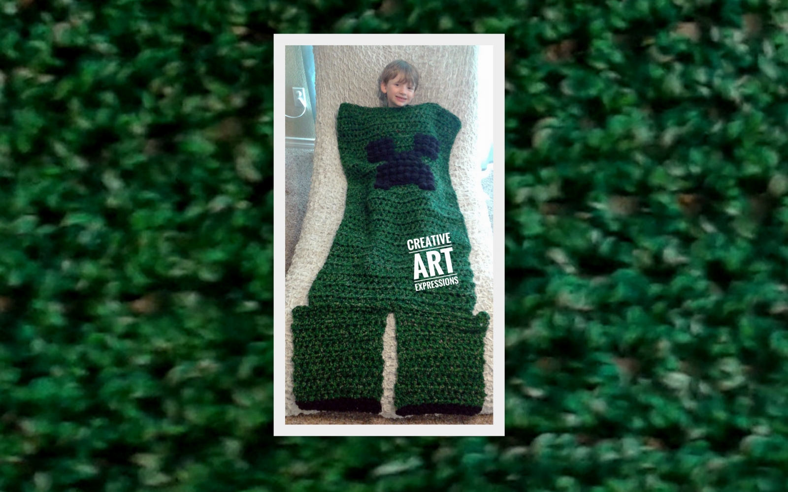 Crocheted Child Blanket Green MOB Gamer Blanket