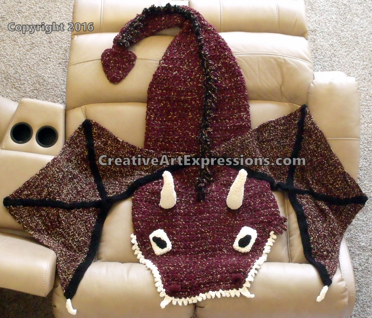 Dragon Blanket Adult Teen in Purple Plum & Barks
