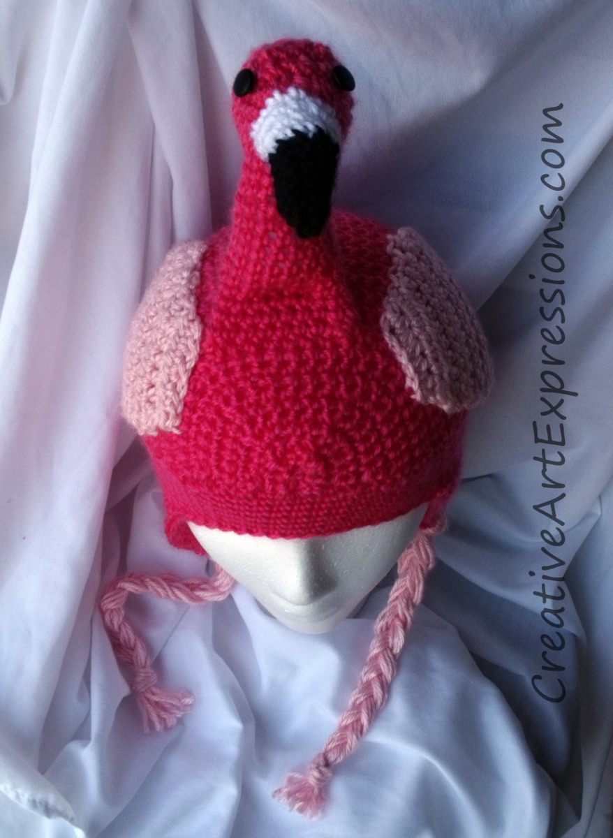 Creative Art Expressions Hand Crocheted Pink Flamingo Hat