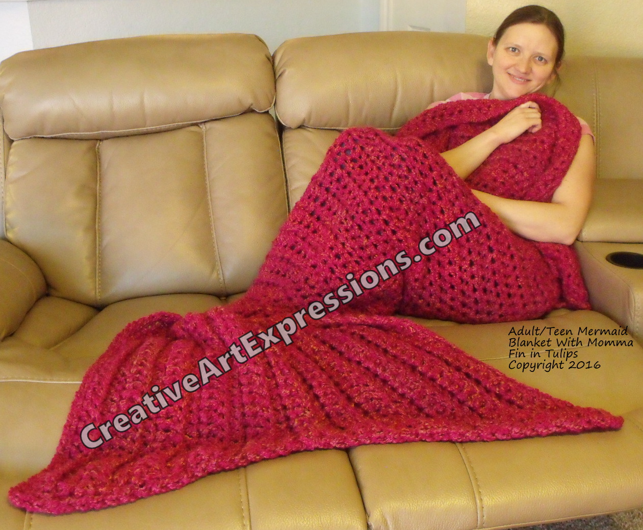 Mermaid Blanket Adult/Teen Momma Fin in Tulips