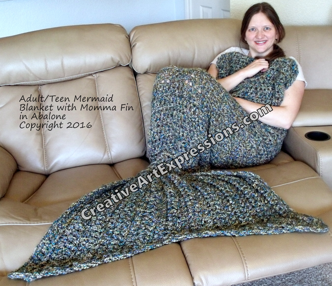 Mermaid Blanket Adult Teen with Mama Fin in Abalone