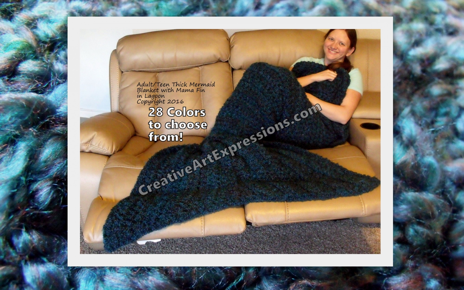 Thick Mermaid Blanket Adult Teen Mama Fin in Lagoon 