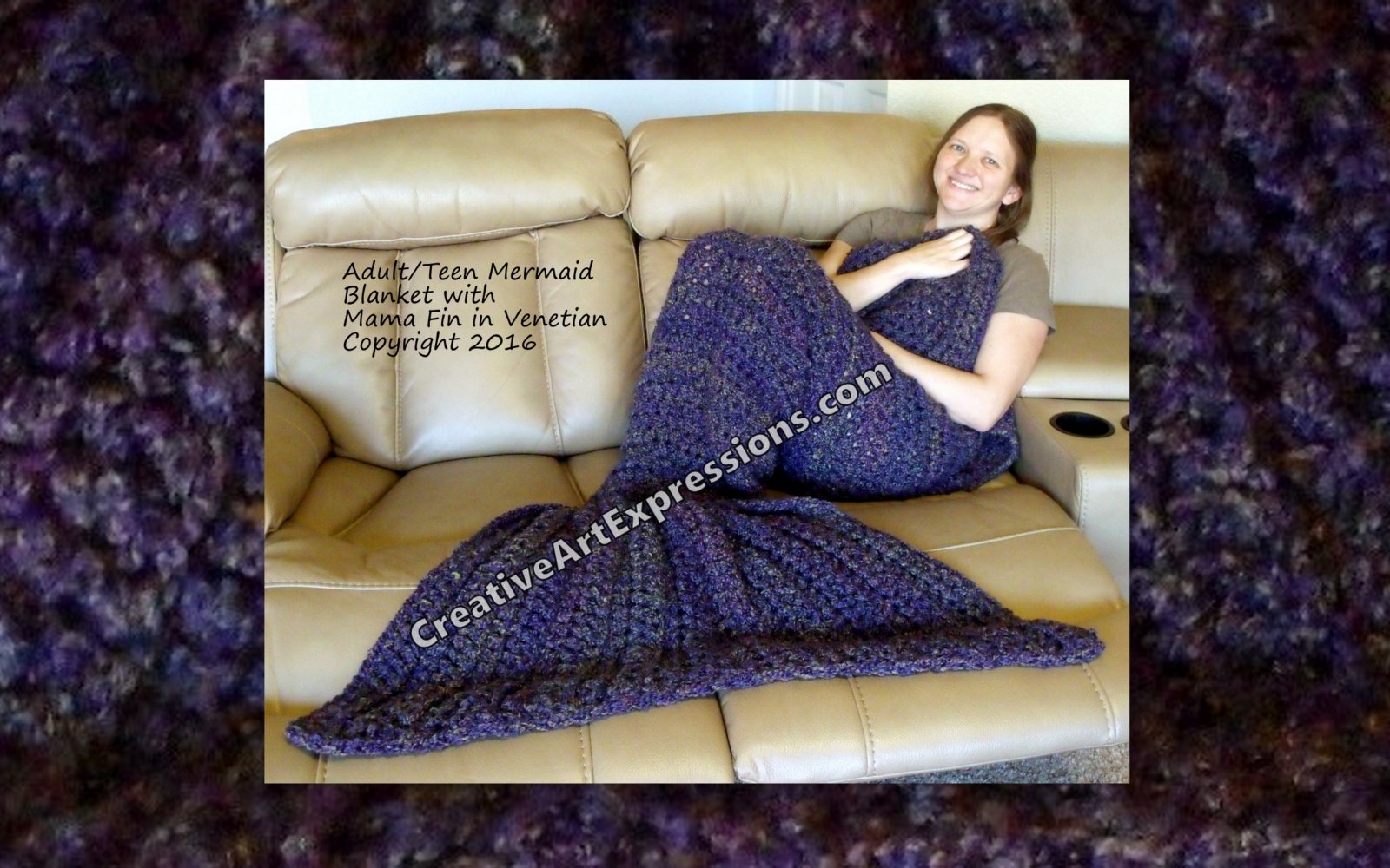 Dark Blue Purple Mermaid Blanket Mama Fin